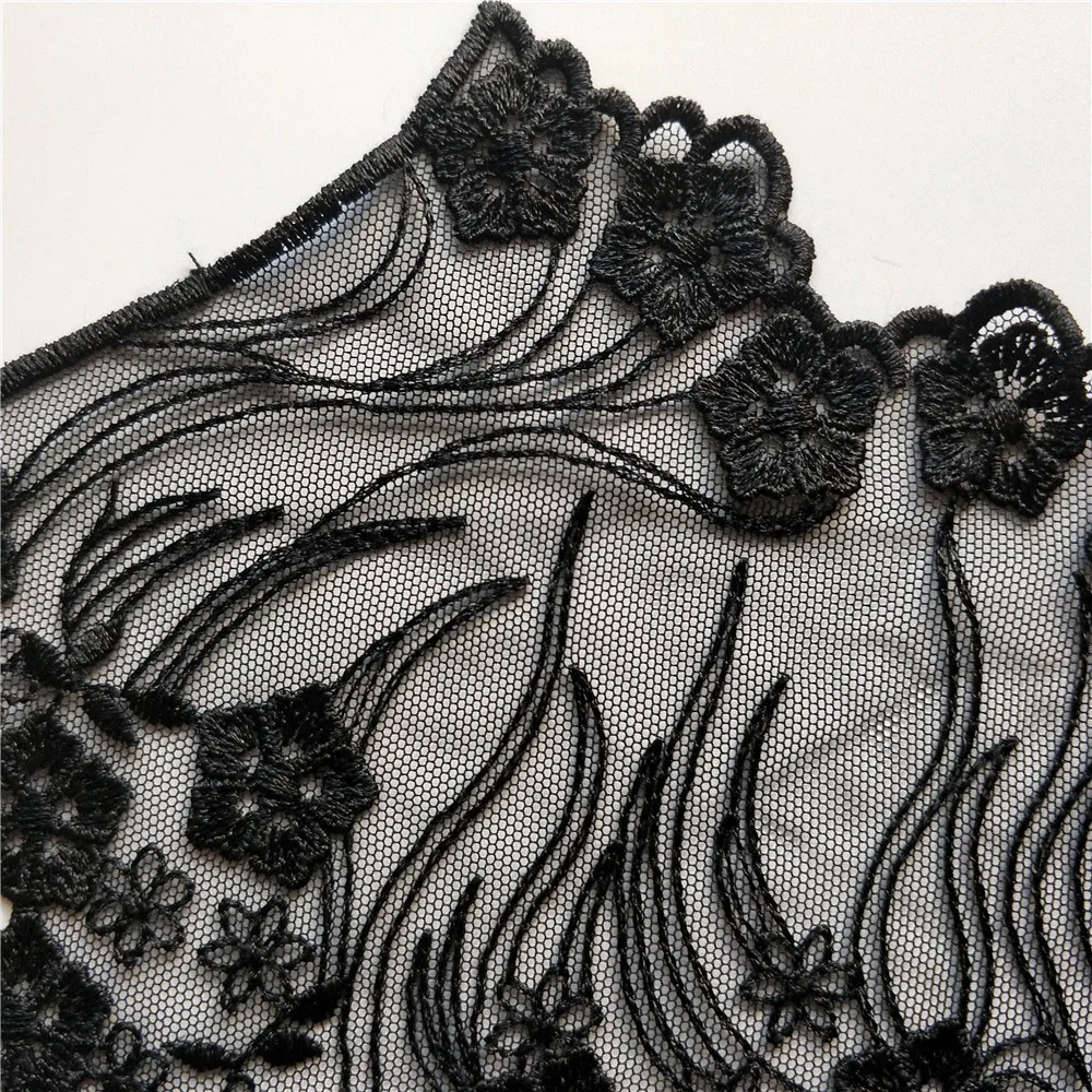 Черные/белые декоративные цветочные нашивки из гипюра Ткань Вышивка швейная аппликация кружевной воротник отделка свадебное платье декольте DIY аксессуары для одежды