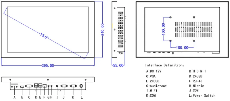 15,6 "индустриальные нотки планшетный ПК с Intel i5-3337U 1,8 ГГц все в одном ПК 4 ГБ DDR3 32 г SSD резистивный сенсорный 1366x768