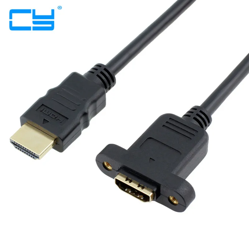 30 см винт стопор для монтажа на панели 1,4 HDMI мужчин и женщин M/F УДЛИНИТЕЛЬ шнур 19-Core лента фольговая 1080 P + винты