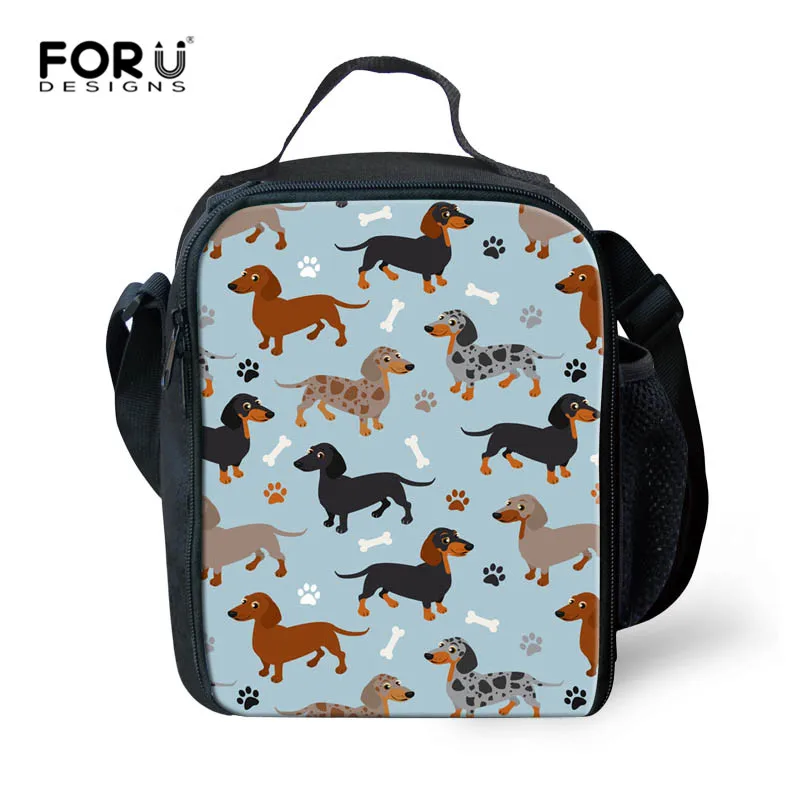 FORUDESIGNS Dachshund Печать Портативный Ланч-мешок изолированная детская Тепловая сумка для пикника переносная сумочка со змейкой женские Ланч-боксы - Цвет: Z3668G
