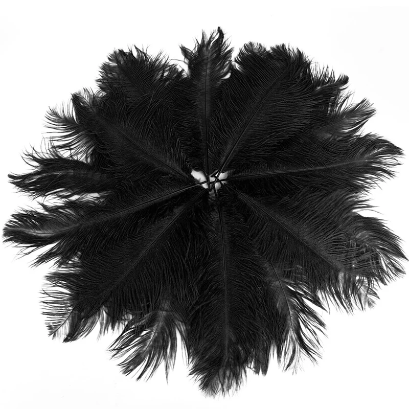 10 шт./лот, элегантные черные страусиные перья, 15-70 см, для рукоделия, для свадебной вечеринки, товары для карнавала, украшения для танцоров