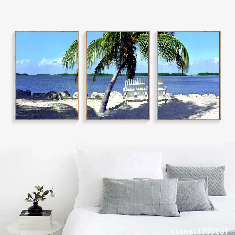 cotton no frame coconut beach seascape canvas printings oil painting printed on home wall art decoration pictures | Дом и сад