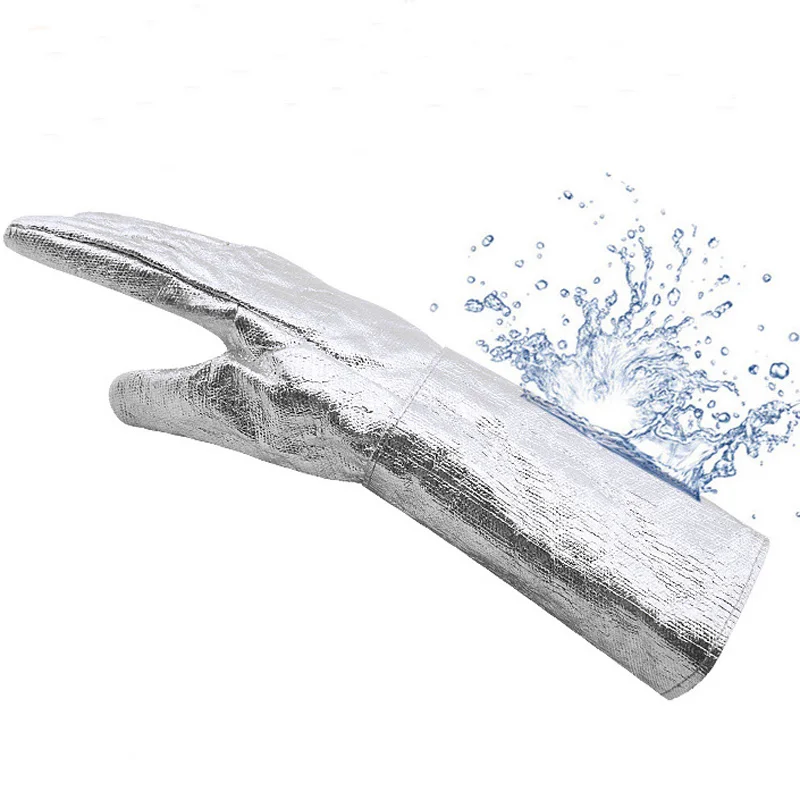 Five Finger Aluminium Foil Heat And Water Resistant Working Fire Emergency Gloves Oil Field Gloves Proof Gloves 500&800 Degrees