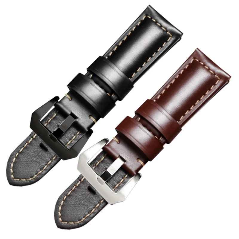 20mm 22mm 26mm genuine leather watchband black brown with pin buckle adaptation GARMIN fenix5/5S/5X plus/3HR smart watch