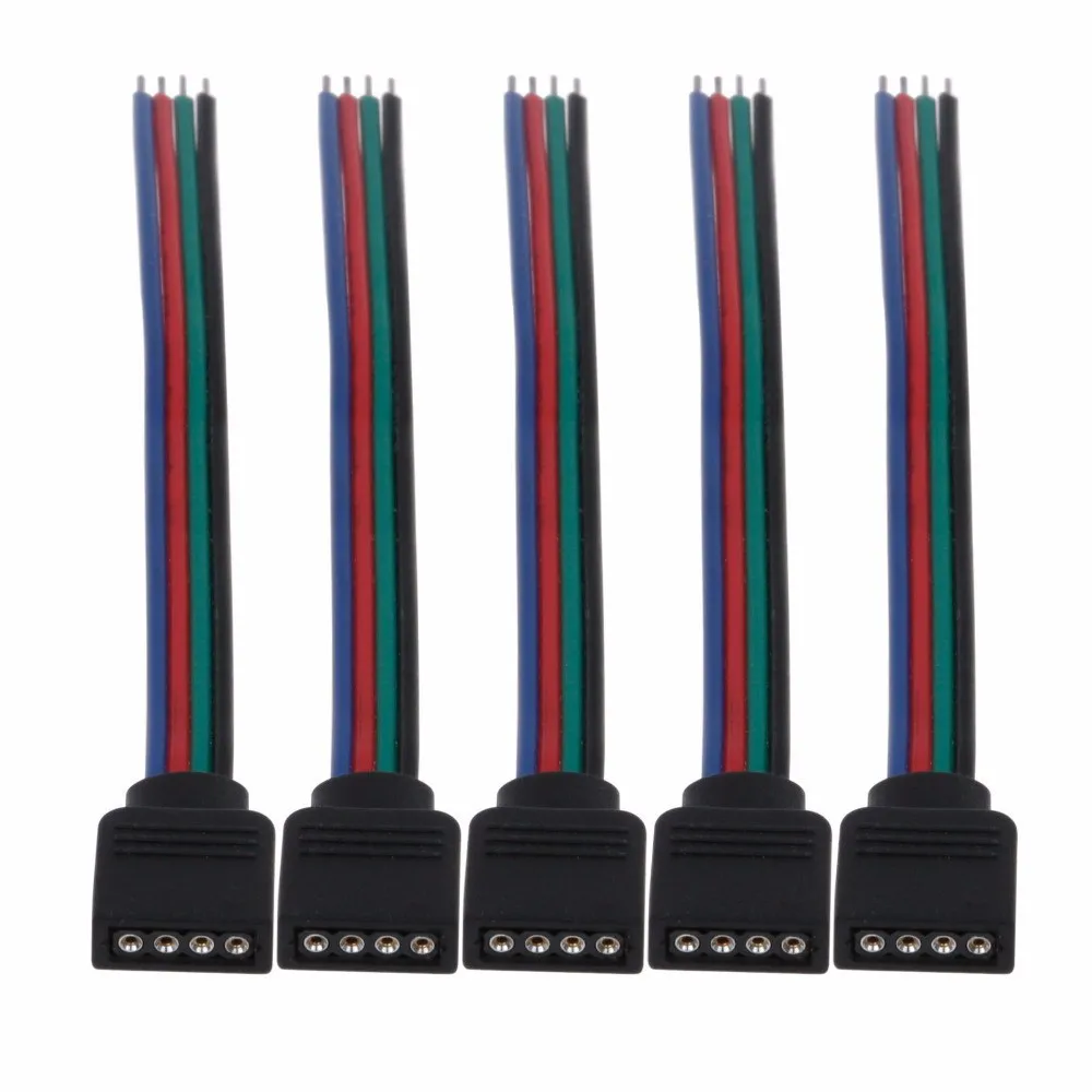 200 шт. 4 pin Женский или мужской RGB Соединительный кабель с разъемом кабеля 100 увеличенная длина провода для SMD 3528 5050 RGB светодиодные полосы