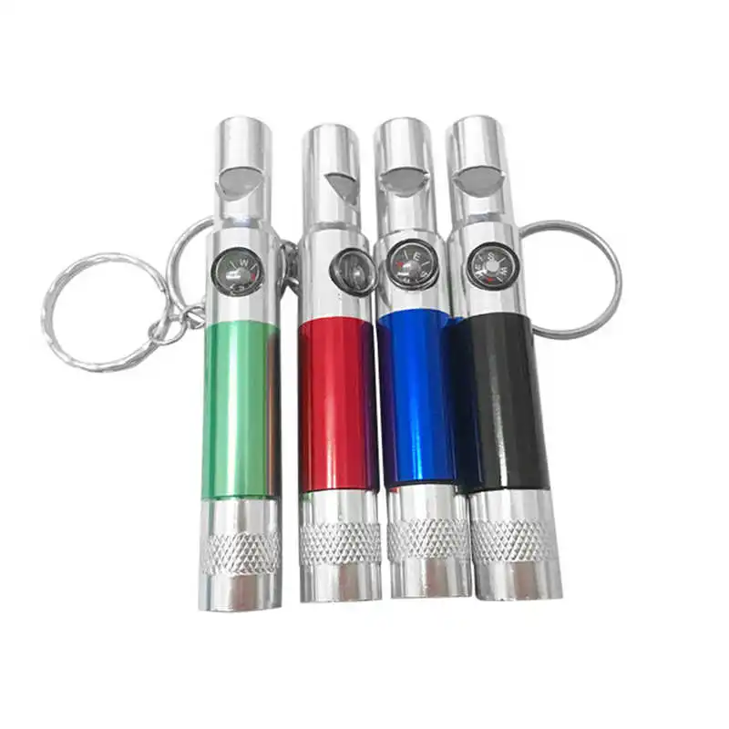 

3-In-1 Keychain Flashlight Compass Whistle Camping Survival Hiking Tool glare work light travel lighting flashlight #4A10