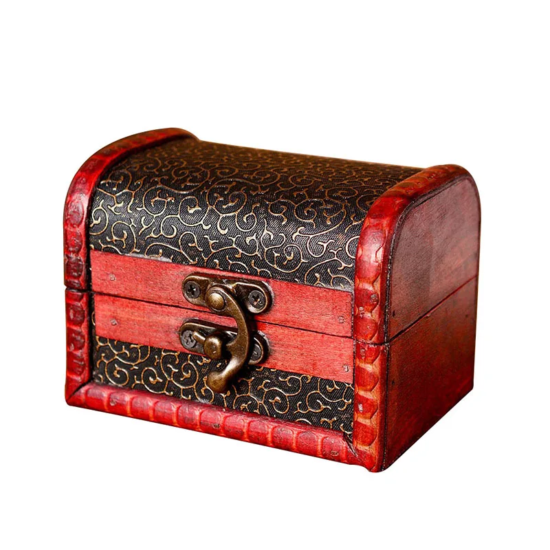

Mini Wooden Storage Box Case Jewellery Treasure Chest Vintage Case Organizer Old-Fashioned Boxes for Birthday Wedding Decoration