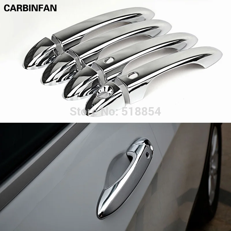 8×For Jeep Cherokee 2014 Chrome Smart Key Side Keyless Door Handle Cover Trim