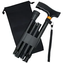 Телескопические черные складные трости для спортивной ходьбы с Т-образной ручкой, костыли из алюминиевого сплава, треккинговые тростники, походные палки, треккинговые палки для пожилых