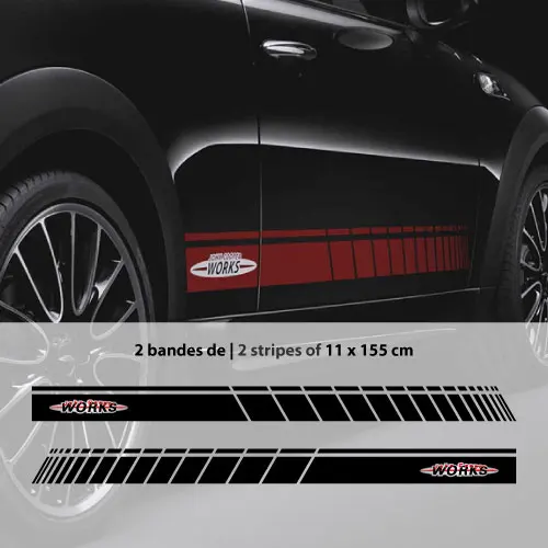

Car side Mini John for Cooper Works stripes stickers set