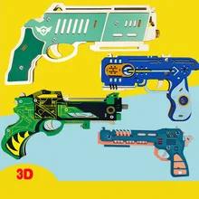 3D сборки Деревянный пистолет комплект с резиновой лентой Старт головоломка образовательная игрушка A613