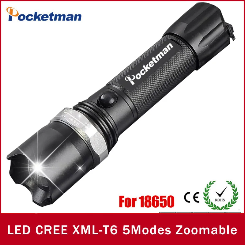 

FT17 LED Flashlight XM-L T6 3800LM 5 Mode linterna Led Torch Waterproof Zoomable Lampe Torche By 18650 Battery