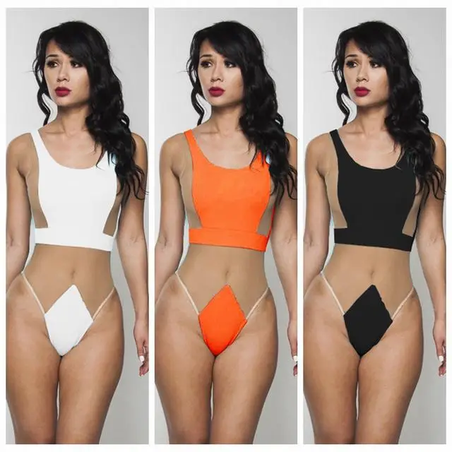 Women Sexy Mesh One Piece Swimsuit Transparent Monikinis