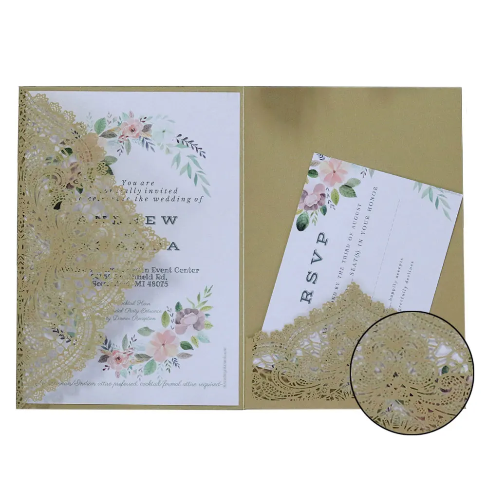  10pcs/lot Hollow Laser Cut Wedding Invitations Elegant Engagement Wedding Invitation Card Envelope  - 33051704548
