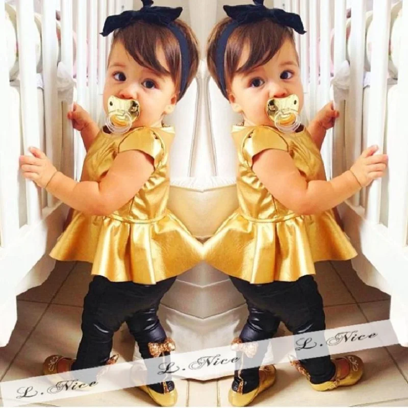 Baby Clothes Sets Summer Fashion Toddler Infant Girls Dress Short Sleeve Baby Tops +Bow Legging Pants Clothing Baby Outfits