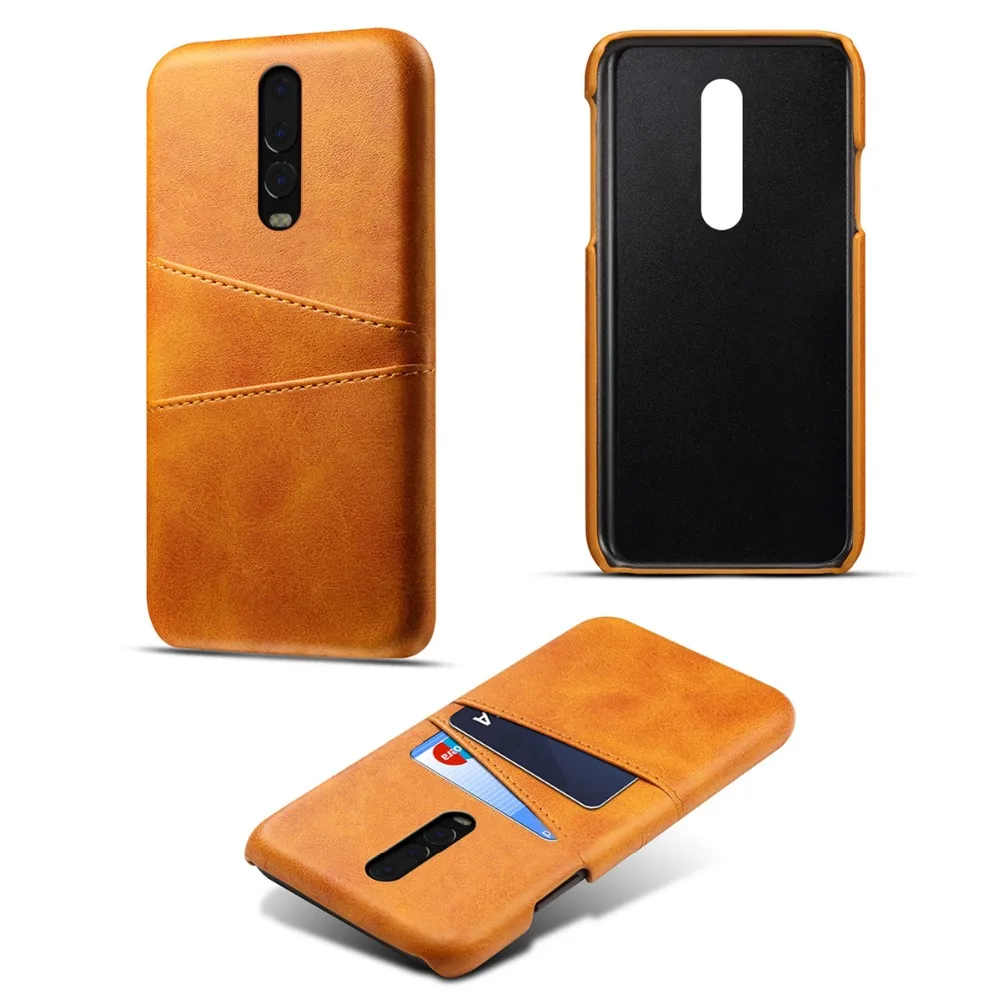 

For OnePlus 6T Case Calf Grain PU Leather Retro Vintage Phone Case with Card Slots For One Plus 6T Case Anti-Scratch Phone cover