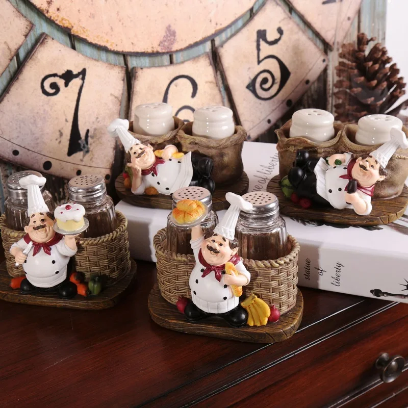 

Chef Model Resin Craft Kitchen Seasoning Cans Creative Crafts Gifts Ornaments European Series Pepper Bottle Spice Jars