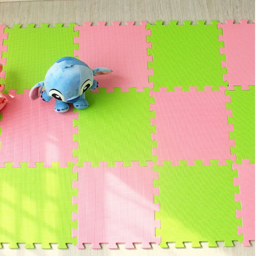 Детский коврик-головоломка из пенополистирола EVA/18 или 24/Лот, блокирующая плитка для упражнений, напольный коврик для детей - Цвет: Spring Green Pink