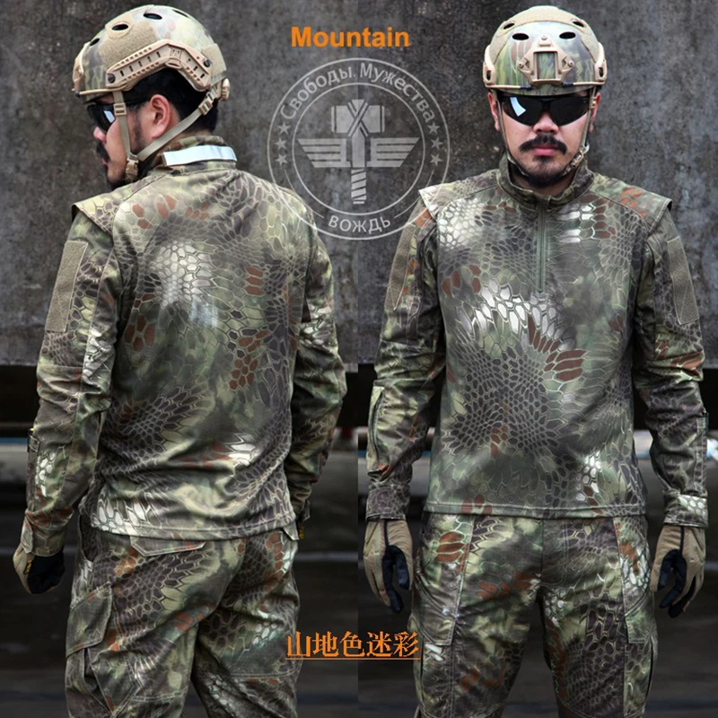 Армейские военные тактические штаны и боевые куртки, камуфляжная форма Kryptek CS, комплекты игровой формы для мужчин, комплект одежды - Цвет: Kryptek Mountain