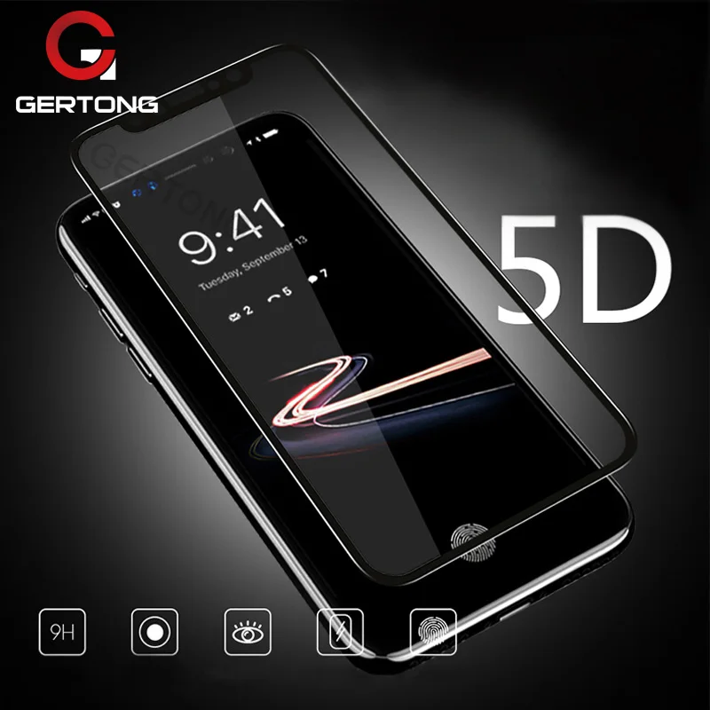 

GerTong 5D Curved Edge Tempered Glass For iPhone X XS Max XR Screen Protector Film For iPhone 7 6 S 6s 8 Plus Protective Glass