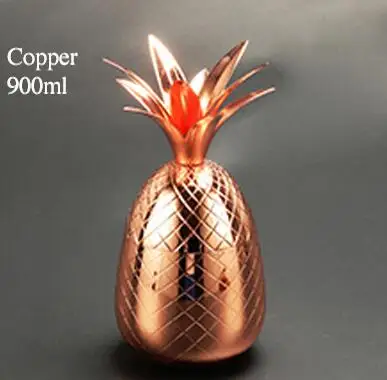 Ананасовый коктейль из нержавеющей стали, металлические медные чашки, 900 мл, кружка с крышкой, пивная кружка - Цвет: Copper Plated 900ml