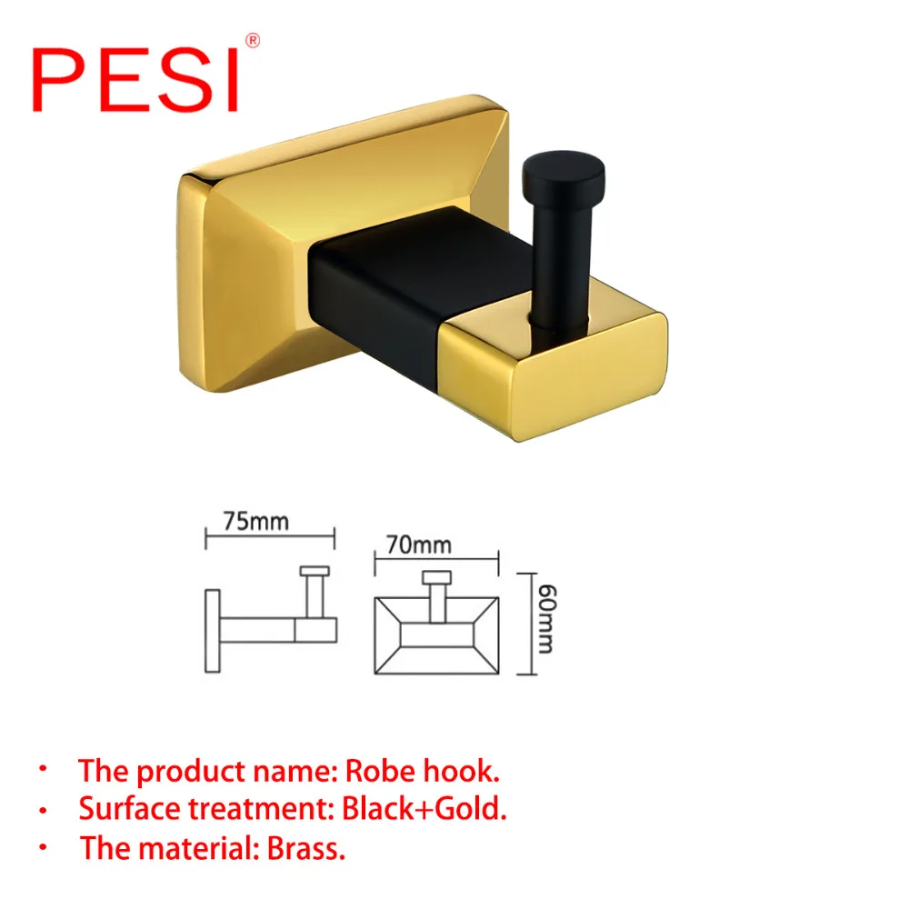 Роскошные аксессуары для ванной комнаты, набор аксессуаров для ванной, крючок для халата, вешалка для полотенец, кольцо, барная полка, держатель для бумаги, черный и золотой