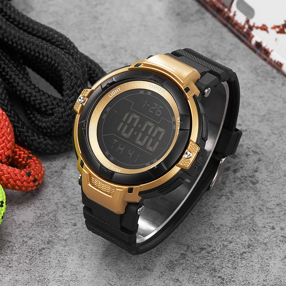 

NEW Hot Sale Brand Fashion OHSEN Electronic Digital Watch Men Wristwatch Alarm Stopwatch LED 50m Waterproof Sport Watch Relogios