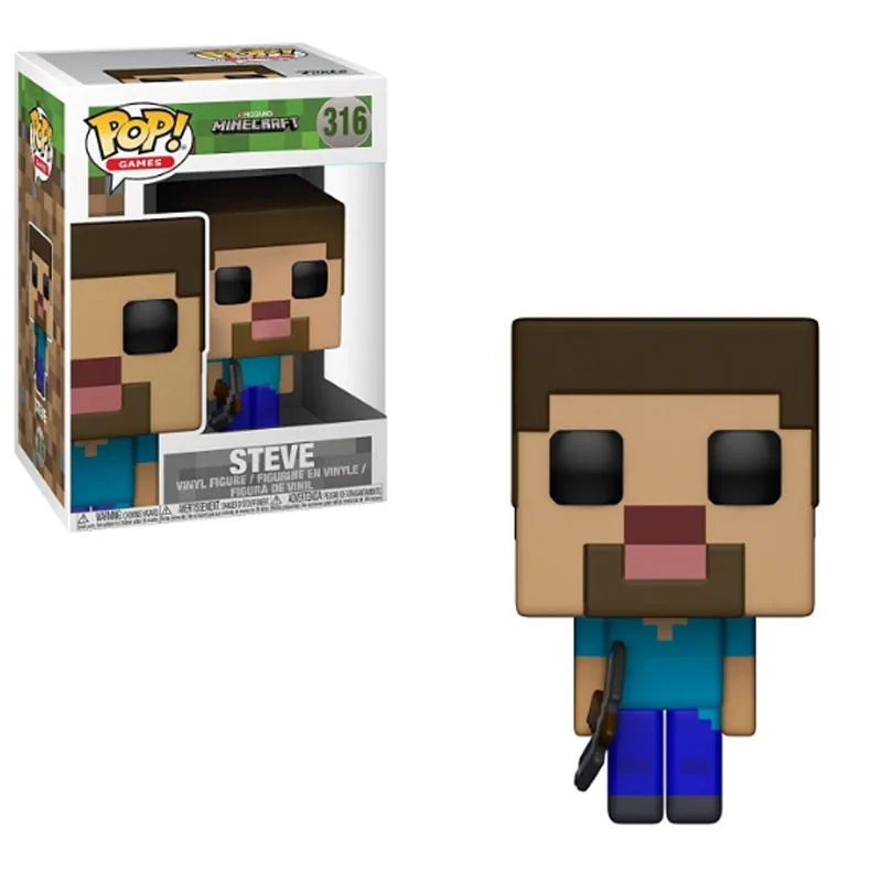 Funko pop Minecraft-Крипер, Стив, Стив в алмазной доспехах фигурка аниме модель ПВХ Коллекция игрушек для детей Подарки