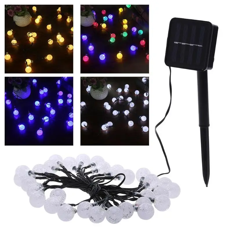 Светящаяся гирлянда с солнечной батареей 30LED круглые бусины декоративные