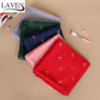 

Laven Women Deer Pattern Gold Foiling shawls ironing deerlet animal design long headband 10 color scarves/scarf 180*90cm