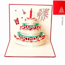 3D всплывающие карты торт ко дню рождения Свечи подарки на день рождения Рождество приветствие Почтовые открытки с днем рождения карты Best