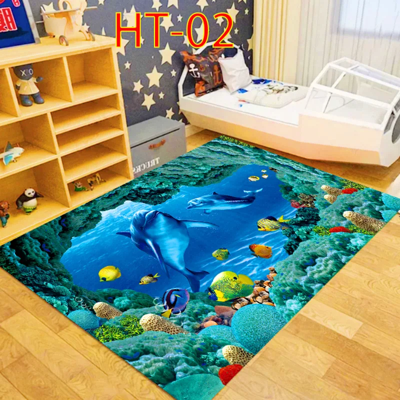 Blue Sea ocean Mediterranean Style 3D Carpets for Living Room Bedroom Area Rugs Coffee Table Sofa Bed Floor Mat Hallway Carpet - Цвет: HT2