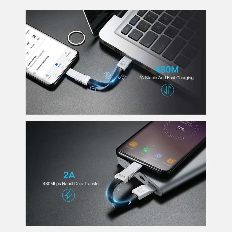 FLOVEME 3 in 1 USB Cable Micro USB Type C Cable For Lightning Cable For iPhone Samsung 2A Mini Keychain Charger Charging Cables FLOVEME 3 in 1 USB Cable Micro USB Type C Cable For Lightning Cable For iPhone Samsung 2A Mini Keychain Charger Charging Cables