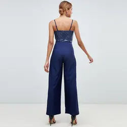 Простые удобные сексуальные брюки на подтяжках с v-образным вырезом, с блестками, с прострочкой, темно-синие, уличная одежда в Европе и