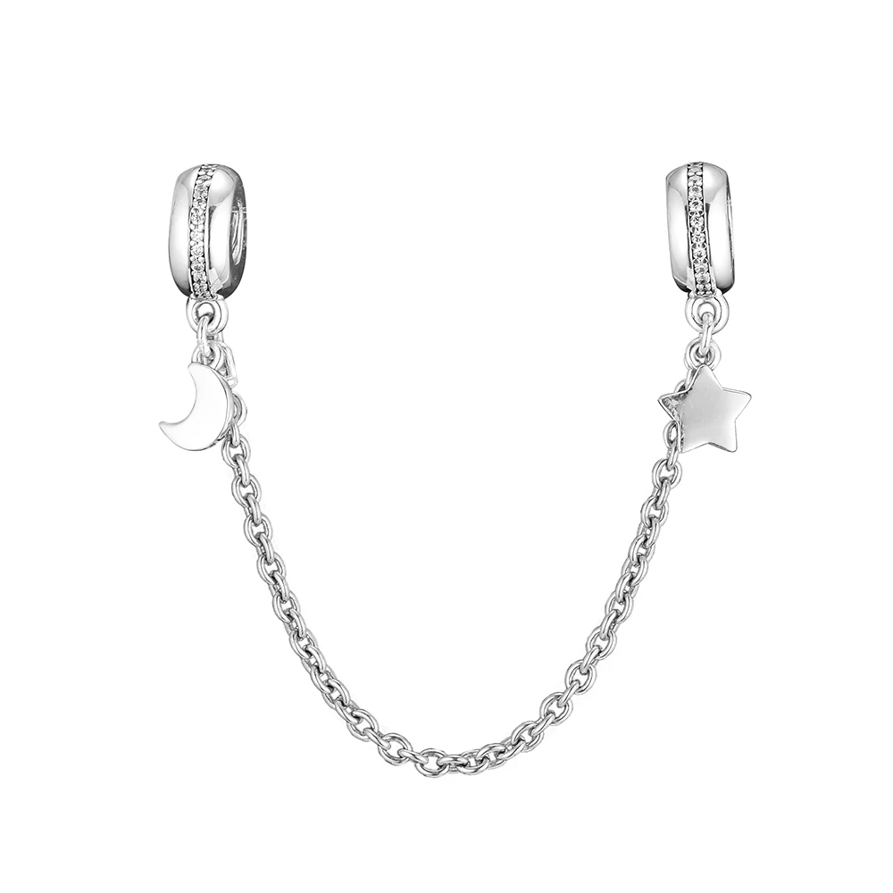 

Fit Pandora Bracelet Personal Galaxy Safety Chain Charm 925 Sterling Silver Beads for Jewelry Making Silver 925 Kralen PFS030
