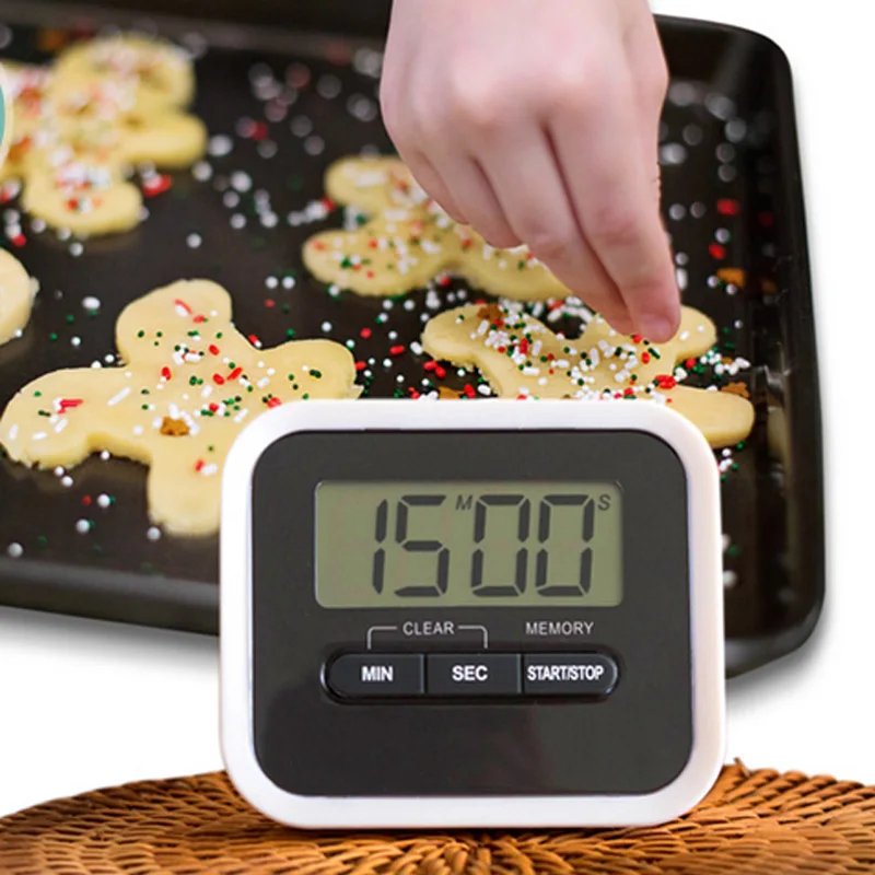 

IVYSHION LCD Digital Screen Kitchen Timer Square Cooking Count Up Countdown Loud Alarm Magnet Clock Kitchen Gadgets Tools 1PC