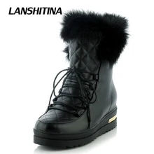 

LANSHITINA Ankle Snow Boots Shoes Women Short Platform Boot Flats Shoes Winter Warm Boots Fur Fashion Quality Lady Botas Shoes