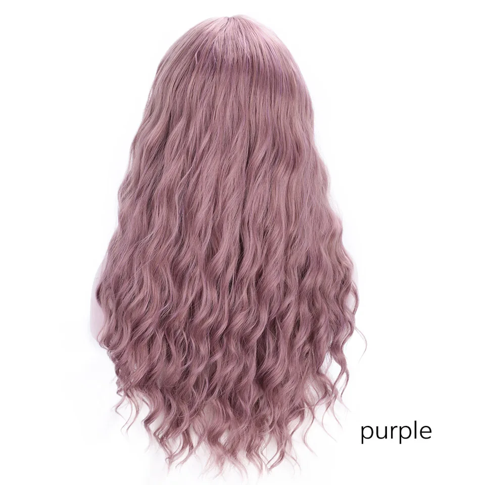 AISI волосы 2" длинные волнистые синтетические парики Смешанные Фиолетовые женские s парики с челкой для женщин африканские американские термостойкие волосы - Цвет: purple