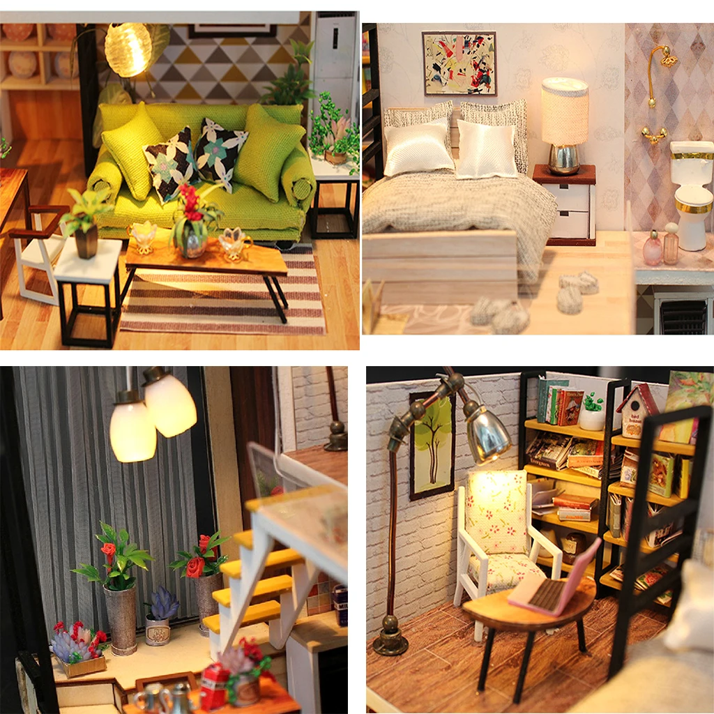 DIY Dollhouse Wooden Coffee Shop & Haus mit Möbel Kits für Weihnachten, 