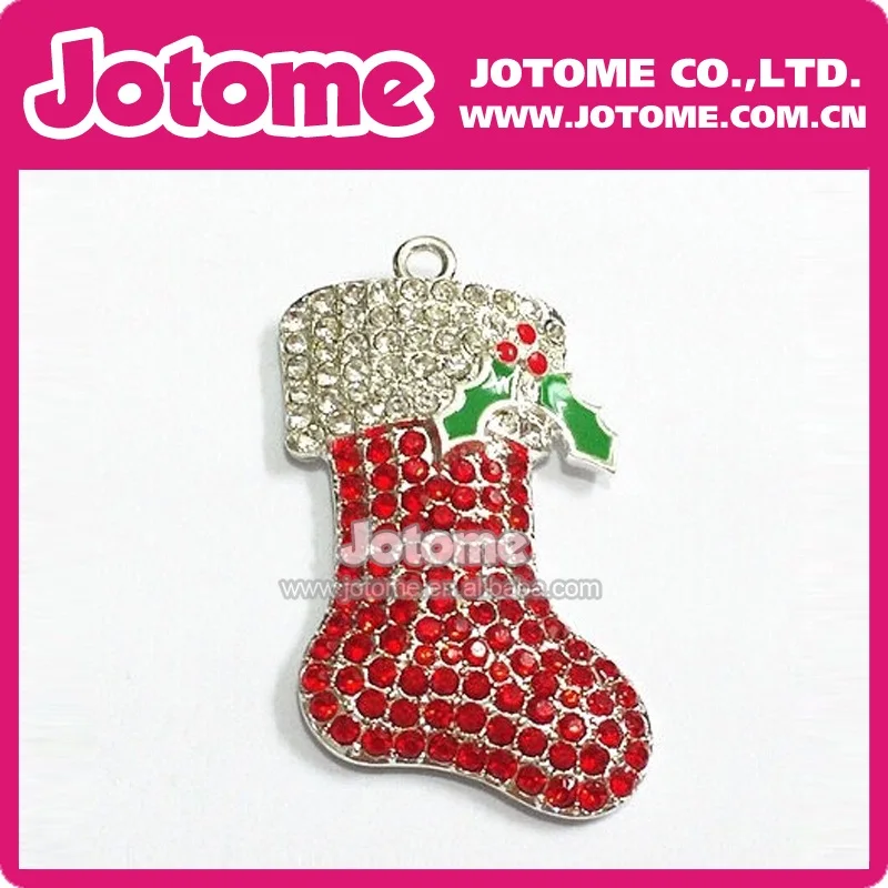 

kid's rhinestone christmas boots shape pendant with enamel leaf fruit pendnt necklace