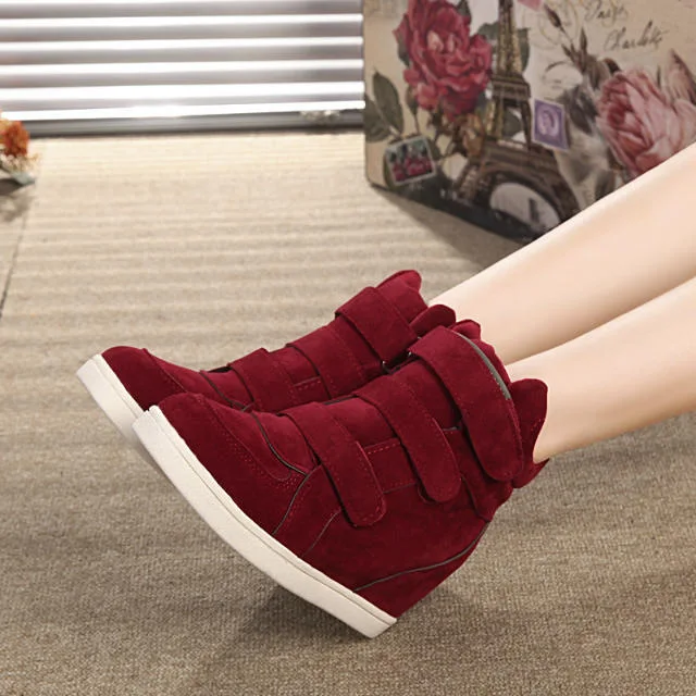 Новинка года; женская обувь; обувь на скрытой танкетке и невидимом каблуке; женская повседневная обувь; высокие дышащие кроссовки на платформе; Chaussure Femm - Цвет: Красный