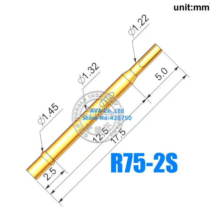 100 штук R75-2S Тесты зонд пружинный контакт Пружинные контакты SMT/SMD розетка подходит P75 серии