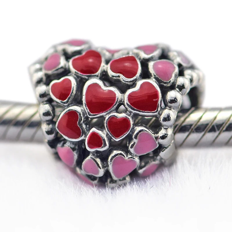 DIY Подходит для Pandora Charms браслеты взрыв любви бусины с смешанной эмалью 925 пробы-серебро-ювелирные изделия