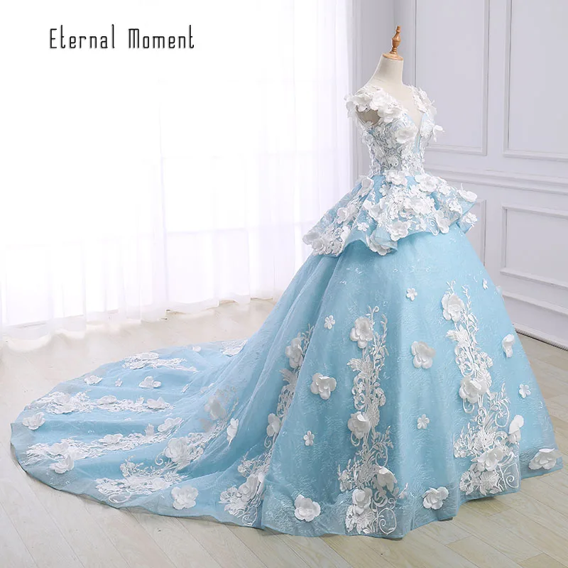 Luxury Flowers Wedding  Dress  2019 Cathedral Royal  Train  