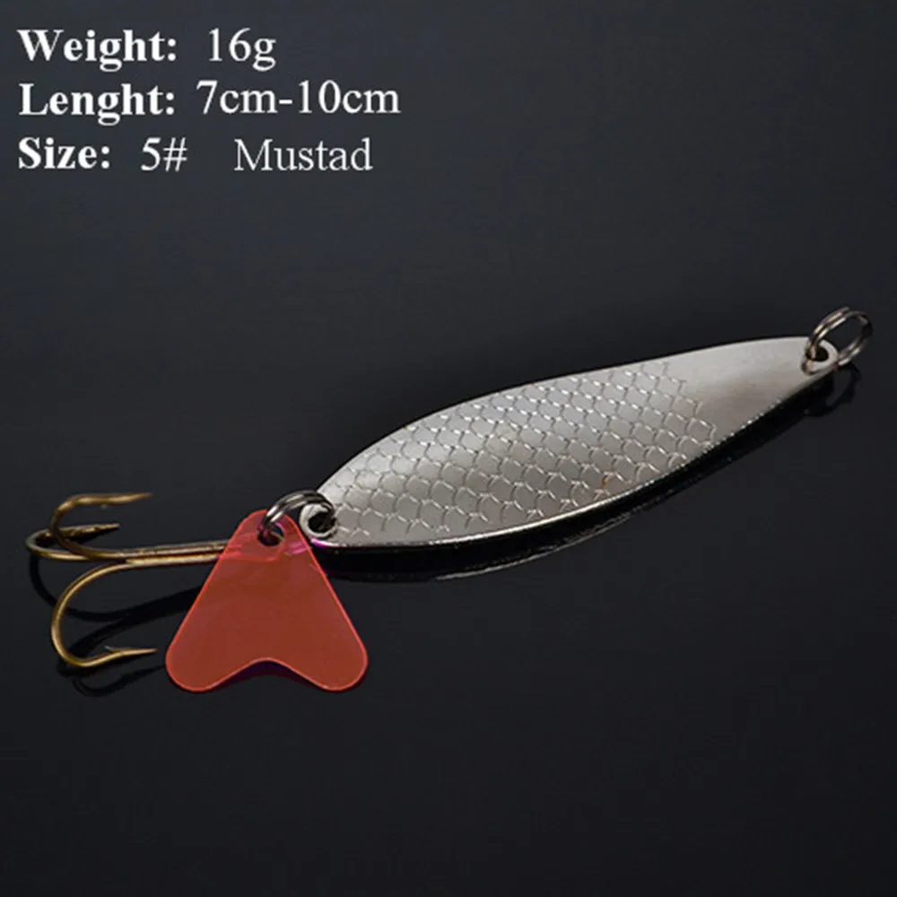 

Hot Sale 1PC 20g Metal Lure Fishing Lure Spoon With 5# Mustad Hook Freshwater Slice Jig Bait Spoon Pesca Tackle Metal Jigging