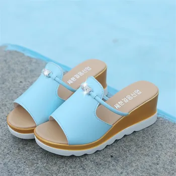 

Vogue High Heel Slippers Nice New Summer Breathable Slides Platform Wedges Woman Shoes Flip Flops Sandalias Mujer PHY2272