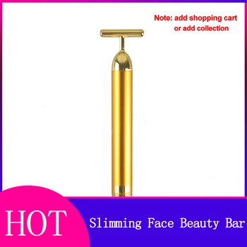 

24k Gold Vibration Slimming Face Facial Beauty Bar Pulse Firming Facial Roller Massager Lift Wrinkle Stick Skin Tightening