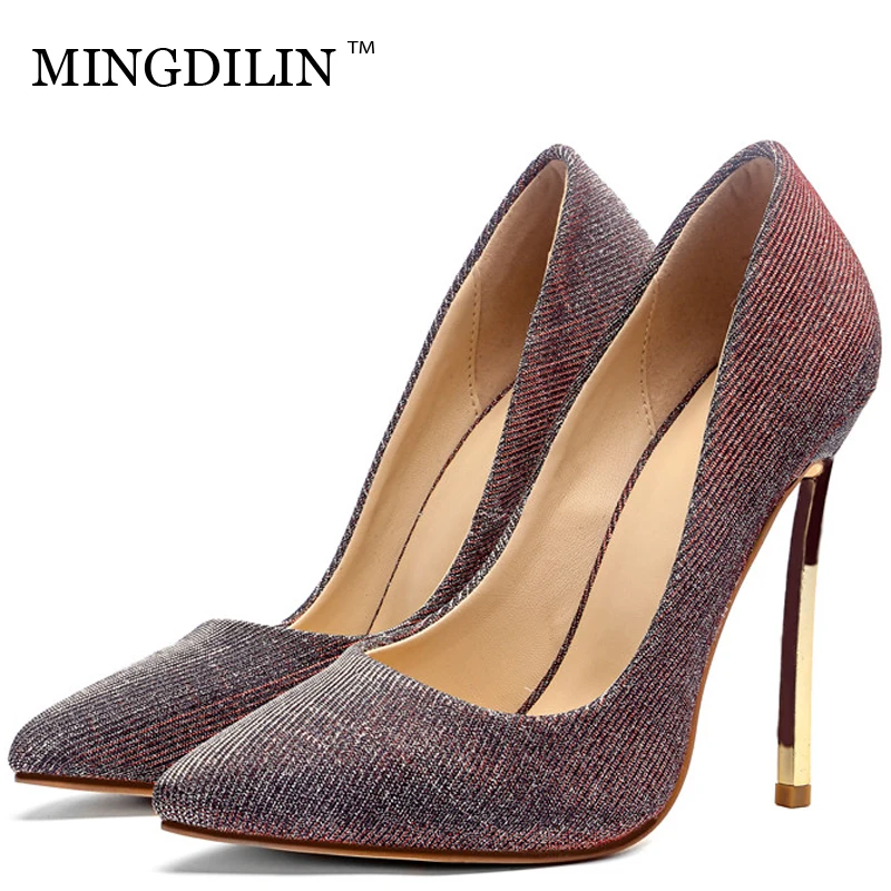 

MINGDILIN Women's High Heels Shoes Sexy Woman Bridal Heel Shoes Plus Size 33 Blue Red Pointed Toe Wedding Party Pumps Stiletto