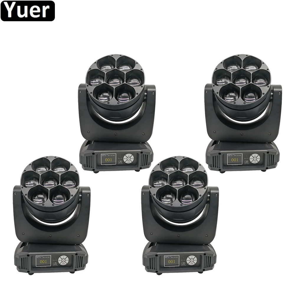 4Pcs/Lot New 7x40W LED Electronic Zoom Moving Head Light RGBW Color 4IN1 Linear Dimmer Professional Stage DJ Lighting Equipment