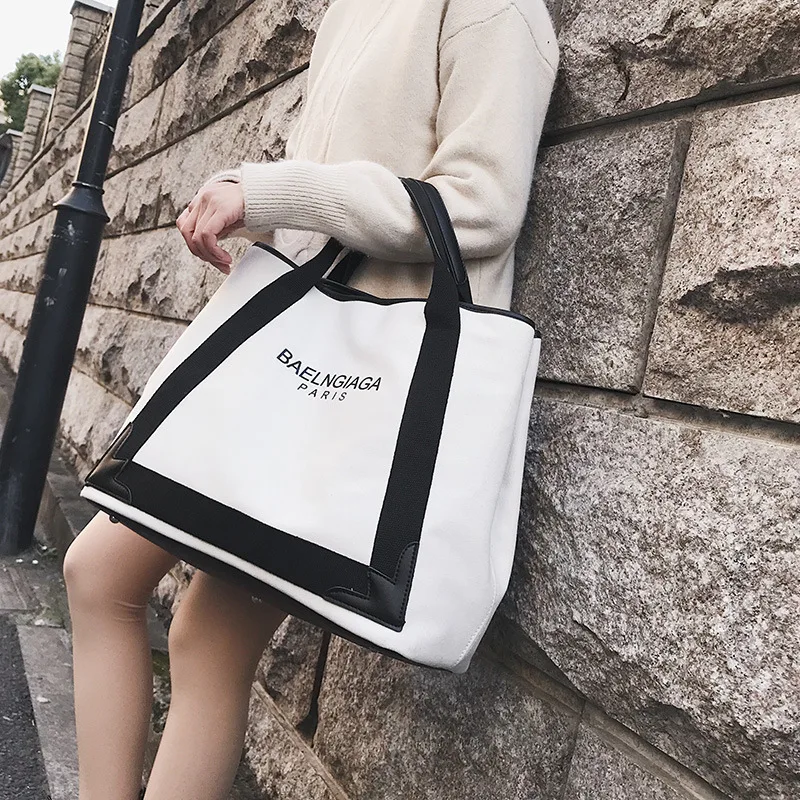 

Canvas Big Bag Shoulder Bag Large Capacity Handbag 2019 New Luxury Fashion Letter Famous Design Purse and Handbags